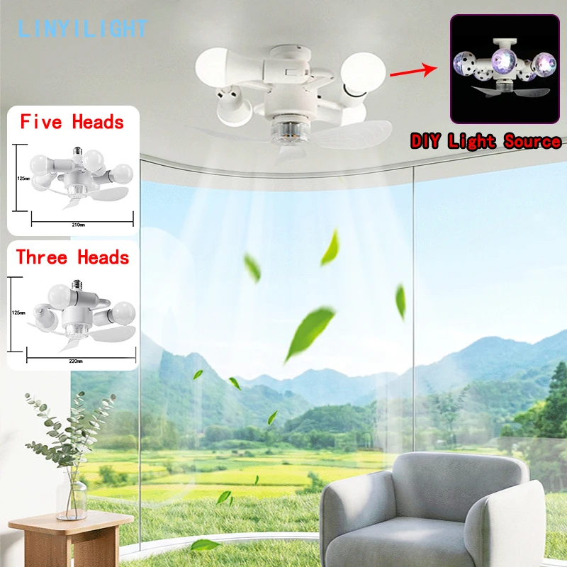 3/5 Heads DIY Light Source Fan Light E27 Screw Seat Silent Fan Light Small Ceiling Fan for Bedroom Kitchen Living Room Garage
3/5 Heads DIY Light Source Fan Light E27 Screw Seat Silent Fan Light Small Ceiling Fan for Bedroom Kitchen Living Room Garage