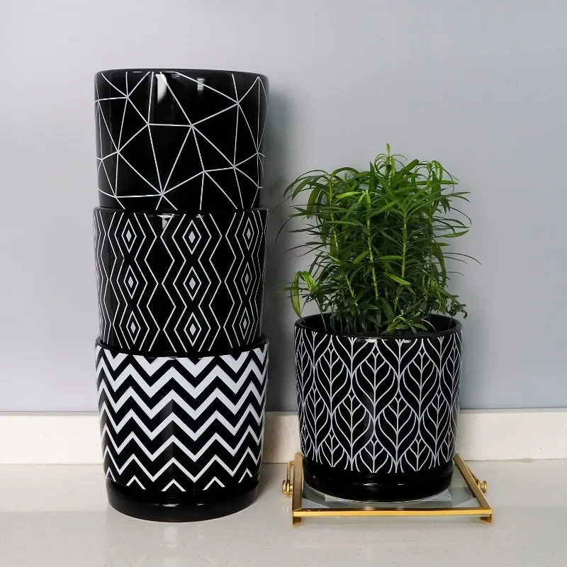 Flower Pots,5.5 Inch Black Ceramic Planter with Drainage Hole,Indoor Cylinder Plant Pots with Saucer
Flower Pots,5.5 Inch Black Ceramic Planter with Drainage Hole,Indoor Cylinder Plant Pots with Saucer