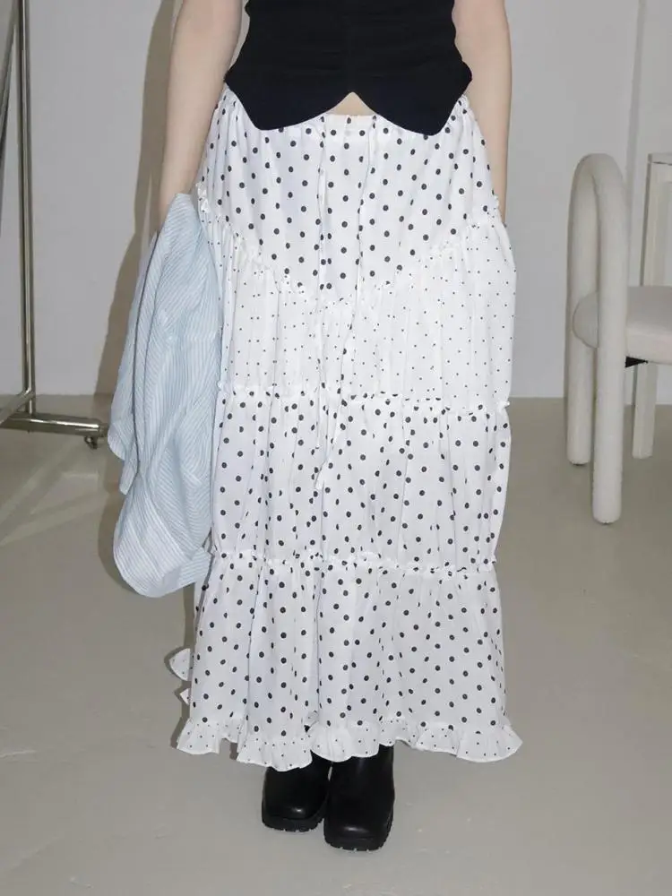 Корейская ретро женская черная, белая, синяя плиссированная юбка трапециевидной формы в горошек, новая летняя длинная юбка с высокой талией и рюшами по краям для отпуска, тренд
Корейская ретро женская черная, белая, синяя плиссированная юбка трапециевидной формы в горошек, новая летняя длинная юбка с высокой талией и рюшами по краям для отпуска, тренд