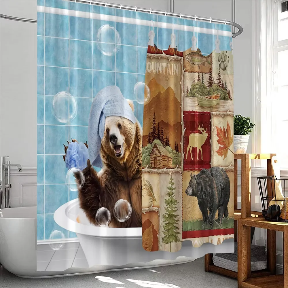 Brown Bear Shower Curtain Animal Print Bathing Bears Forest Trees Cabin Bathroom Decor Polyester Bath Curtain Cloth
Brown Bear Shower Curtain Animal Print Bathing Bears Forest Trees Cabin Bathroom Decor Polyester Bath Curtain Cloth
