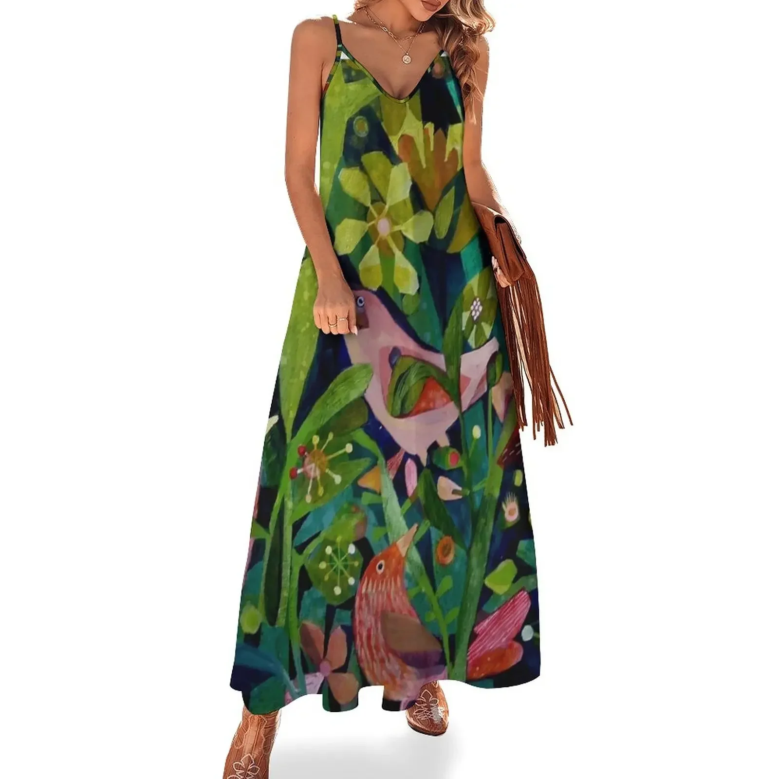 Three pink birds Sleeveless Dress Women's evening dress summer dress woman 2024 trendy 
Three pink birds Sleeveless Dress Women's evening dress summer dress woman 2024 trendy