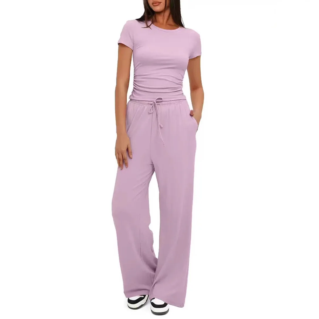 Sportswear Jogger Pant Set Solid Loose Casual Tracksuit Two Pieces Set O Neck Short Sleeves T-shirts and Wide Leg Pants Sets
Sportswear Jogger Pant Set Solid Loose Casual Tracksuit Two Pieces Set O Neck Short Sleeves T-shirts and Wide Leg Pants Sets