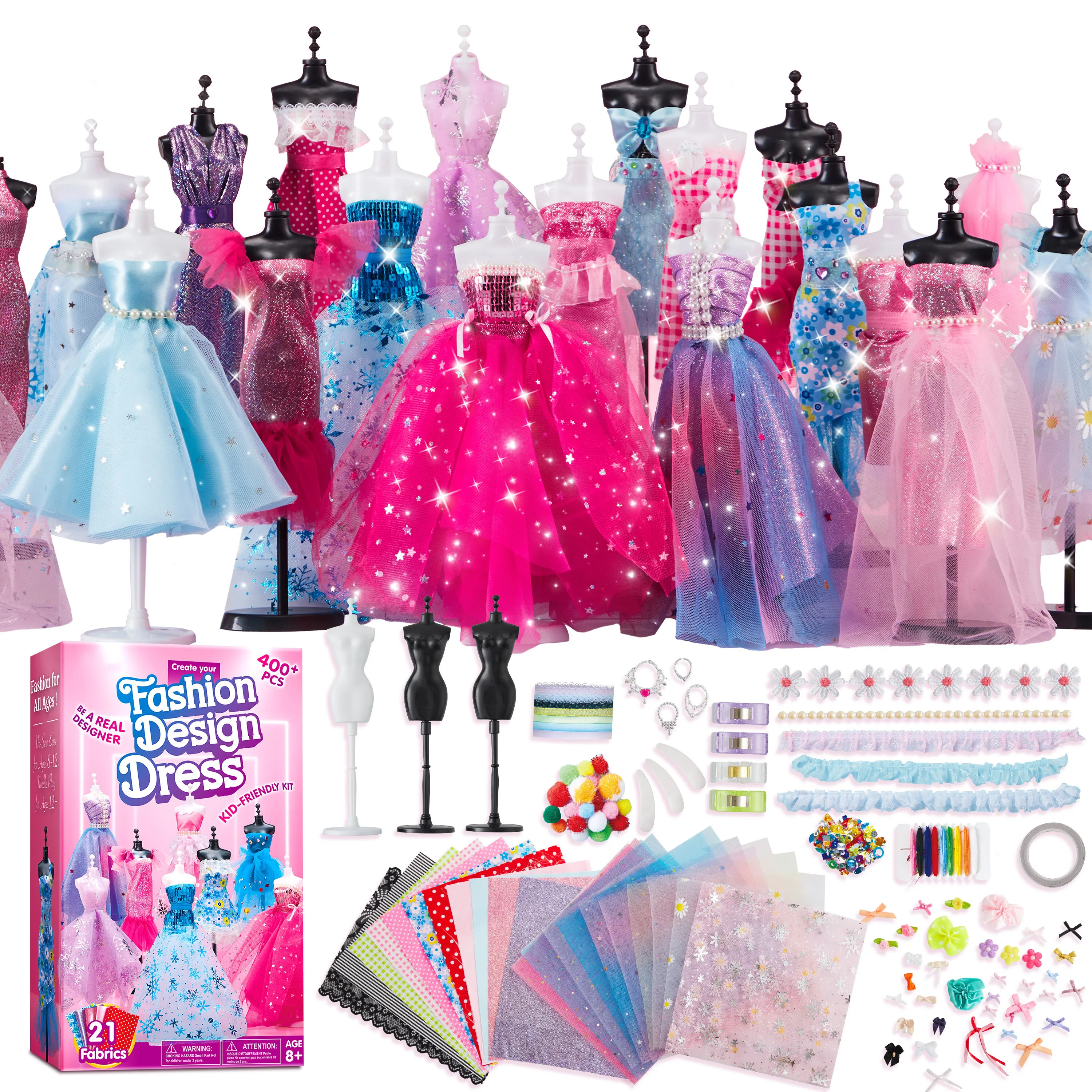 400PCS Fashion Design Crafts for Kids Art and Crafts Toy DIY Sewing Crafts with 3 Mannequins for Girls Aged 8-12, Birthday Presents
400PCS Fashion Design Crafts for Kids Art and Crafts Toy DIY Sewing Crafts with 3 Mannequins for Girls Aged 8-12, Birthday Presents