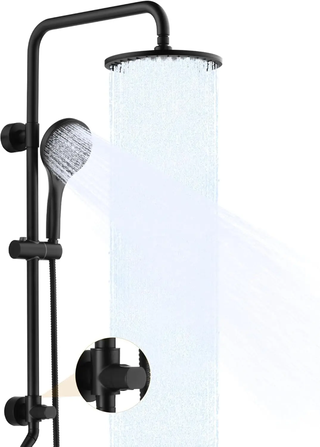 9 Inch Rain Shower System with Handheld, Height Adjustable, Matte Black
9 Inch Rain Shower System with Handheld, Height Adjustable, Matte Black