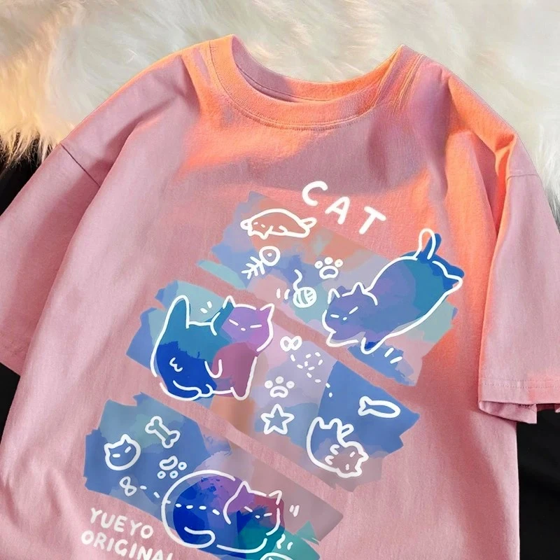 Fun Mischievous Cat Printed Japanese Style T-Shirts Women Fashion Breathable Summer T-Shirts Casual Creative Clothes
Fun Mischievous Cat Printed Japanese Style T-Shirts Women Fashion Breathable Summer T-Shirts Casual Creative Clothes