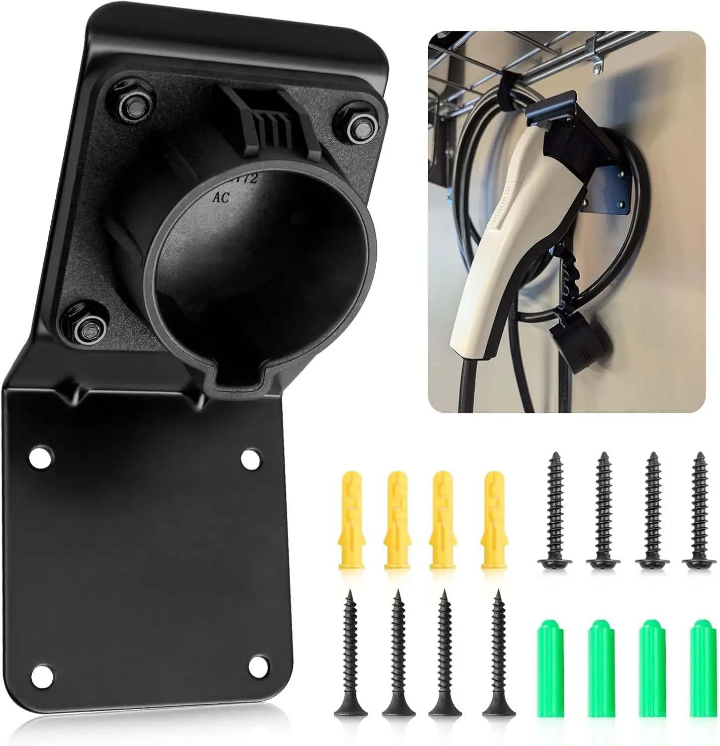 EV Charger Holder for J1772, 45° Downward Angle, Wall Mount Cable Organizer for Portable Charger
EV Charger Holder for J1772, 45° Downward Angle, Wall Mount Cable Organizer for Portable Charger