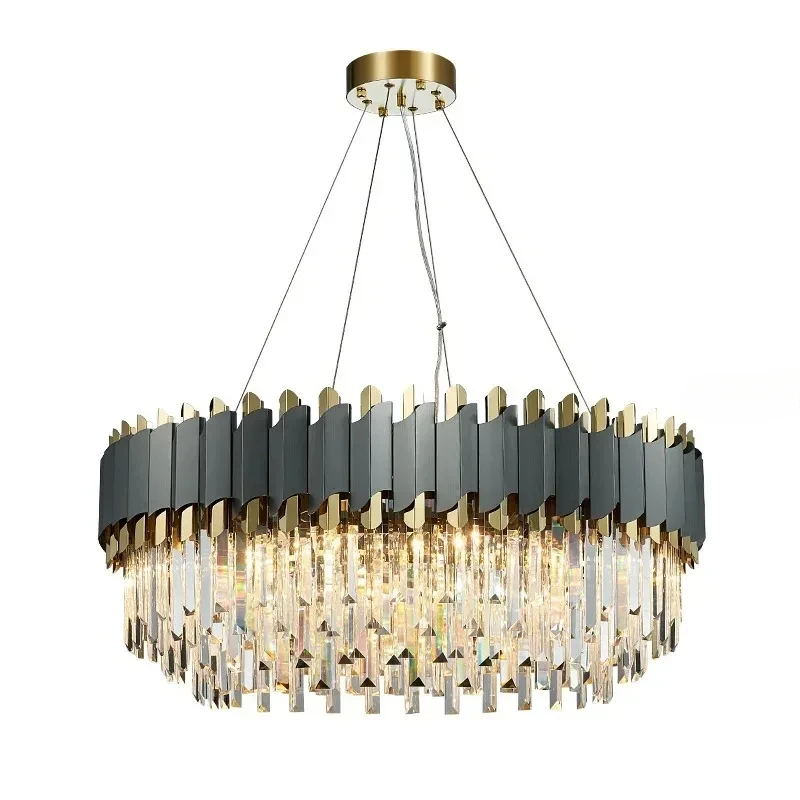 LED round Chandelier Hall Light Stainless Steel Shade with Crystal House Decorative Art Black/Grey Body for Cottage Villa
LED round Chandelier Hall Light Stainless Steel Shade with Crystal House Decorative Art Black/Grey Body for Cottage Villa