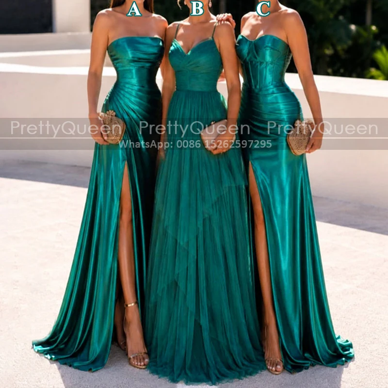 Emerald Green Long Bridesmaid Dresses Mermaid High Slit Customized One Shoulder A Line Wedding Party Dress
Emerald Green Long Bridesmaid Dresses Mermaid High Slit Customized One Shoulder A Line Wedding Party Dress