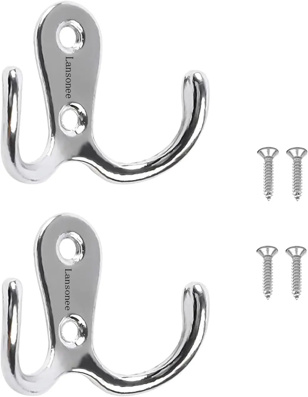 2 Pack Double Prong Robe Hooks, Wall Mounted Coat Hooks for Bathroom Bedroom, Heavy Duty Metal, Silver
2 Pack Double Prong Robe Hooks, Wall Mounted Coat Hooks for Bathroom Bedroom, Heavy Duty Metal, Silver