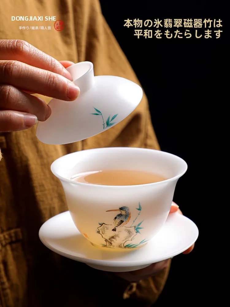 Heavy-Work Hand-Painted Ice-Quality White Porcelain Tea Bowl Cover Cup Dehua Ceramic Tea Set Large Size Tea Brewing Bowl
Heavy-Work Hand-Painted Ice-Quality White Porcelain Tea Bowl Cover Cup Dehua Ceramic Tea Set Large Size Tea Brewing Bowl