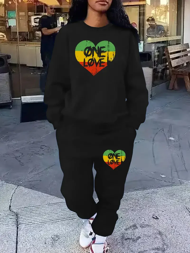 ONE LOVE Print Fleece Two Piece Heart Sets Women O Neck Long Sleeve Pullover And Jogger Pants Casual Outfits Female 2pcs Suit
ONE LOVE Print Fleece Two Piece Heart Sets Women O Neck Long Sleeve Pullover And Jogger Pants Casual Outfits Female 2pcs Suit