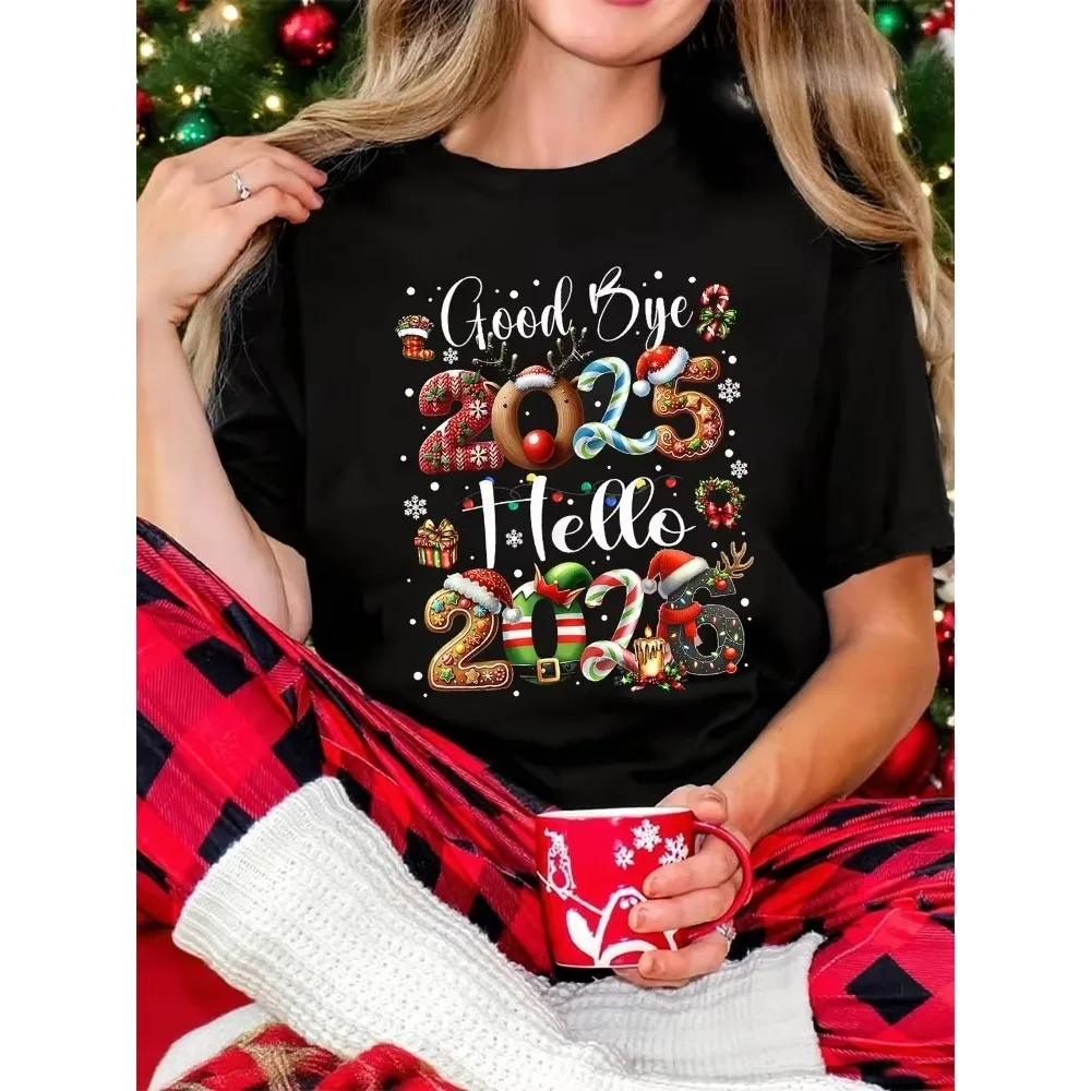 Goodbye 2025 Hello 2026 Women's Crew Neck Casual Comfortable Breathable and Soft Cotton Short-Sleeve Christmas Holiday T-Shirt
Goodbye 2025 Hello 2026 Women's Crew Neck Casual Comfortable Breathable and Soft Cotton Short-Sleeve Christmas Holiday T-Shirt