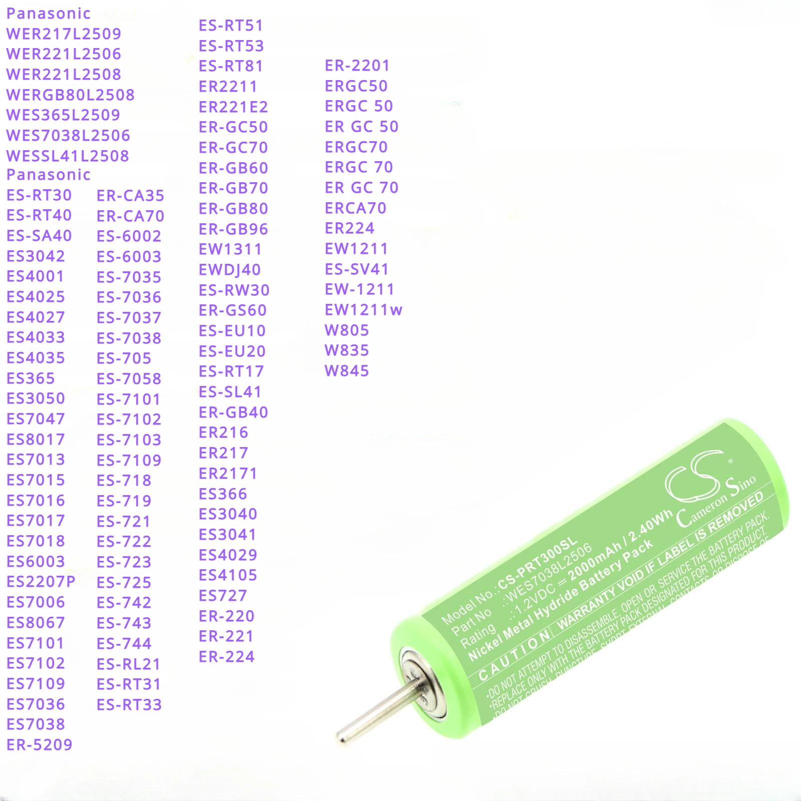 Аккумулятор для бритвы 2000 мАч для Panasonic ES3050,ES7047,ES8017,ES7013,ES8067,ER-5209,CA35,CA70,ES-718,EW1311,EWDJ40,RW30
Аккумулятор для бритвы 2000 мАч для Panasonic ES3050,ES7047,ES8017,ES7013,ES8067,ER-5209,CA35,CA70,ES-718,EW1311,EWDJ40,RW30