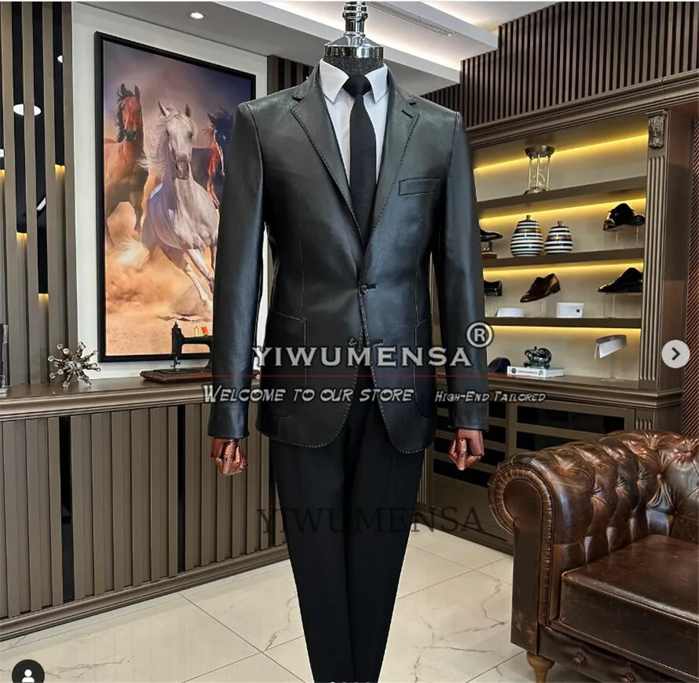 Black Leather Suit Men Formal Groom Wedding Party Single Breasted Prom Blazer Customized 2 Pieces Tuxedo Suits Plus Size Dress
Black Leather Suit Men Formal Groom Wedding Party Single Breasted Prom Blazer Customized 2 Pieces Tuxedo Suits Plus Size Dress