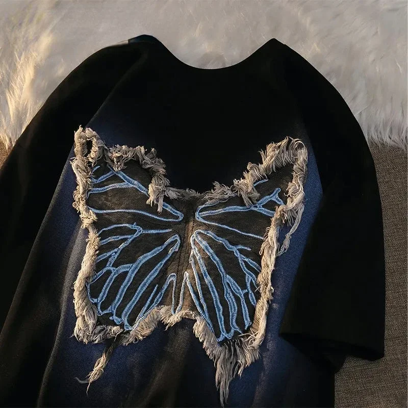 Short-Sleeved T-shirt for Women Pure Cotton American Retro Butterfly Patch Design Senseniche Half Sleeve Top Summer
Short-Sleeved T-shirt for Women Pure Cotton American Retro Butterfly Patch Design Senseniche Half Sleeve Top Summer