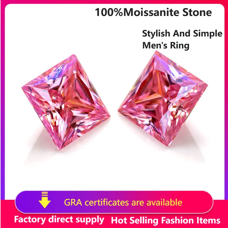 GRA Charms DIY Jewelry Women Ring Certificate Princess Cut Pink Yellow Color Moissanite Stone Brilliant VVS1 Lab Created Diamond 
GRA Charms DIY Jewelry Women Ring Certificate Princess Cut Pink Yellow Color Moissanite Stone Brilliant VVS1 Lab Created Diamond