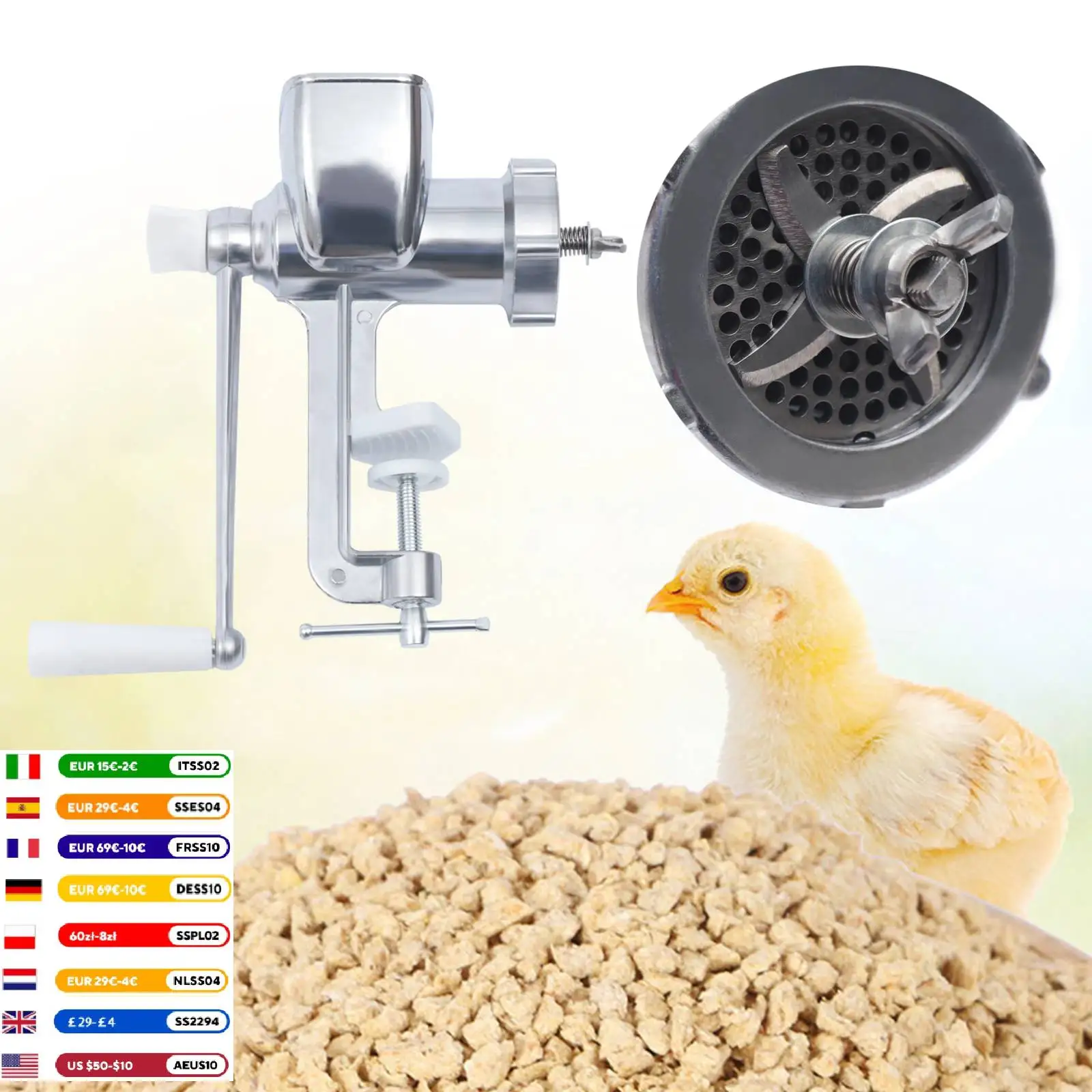 Ручной гранулятор для ловли птиц, гранулятор, машина для производства кормов, гранул, экструдер для корма для домашних животных, инструмент для обработки 1,5 + 2 + 2,5 + 3 + 8 мм
Ручной гранулятор для ловли птиц, гранулятор, машина для производства кормов, гранул, экструдер для корма для домашних животных, инструмент для обработки 1,5 + 2 + 2,5 + 3 + 8 мм