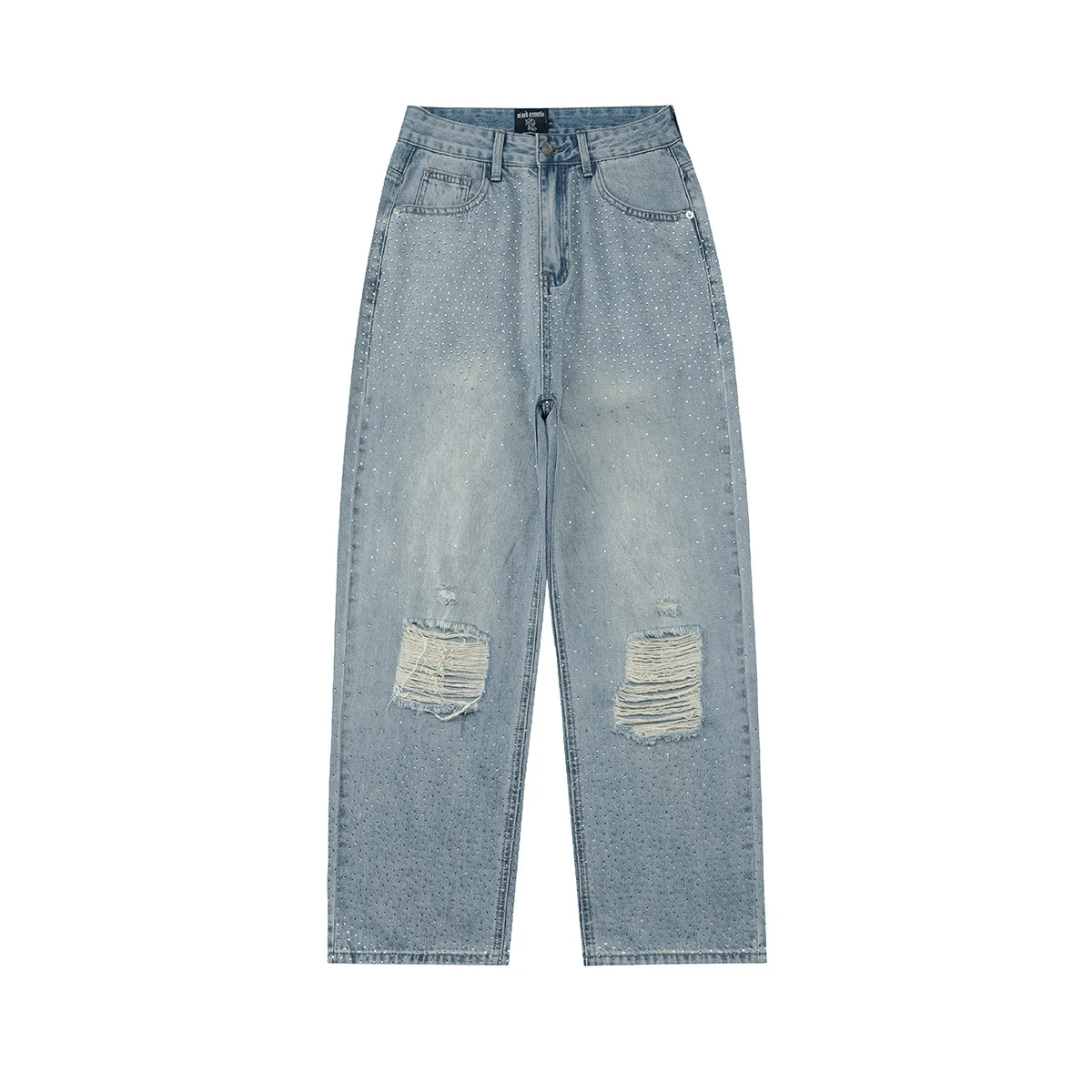 Men And Women Ripped Patchwork Jeans Streetwear Hot drill decoration Light Blue Denim Slim Skinny Pencil Pants Trousers
Men And Women Ripped Patchwork Jeans Streetwear Hot drill decoration Light Blue Denim Slim Skinny Pencil Pants Trousers