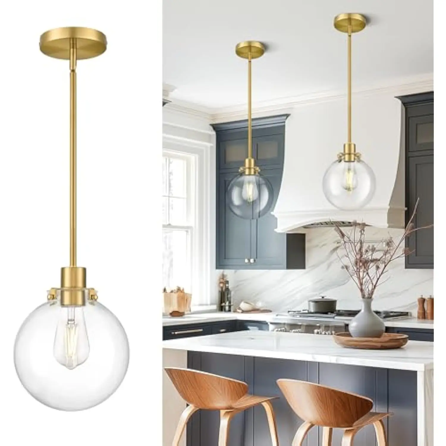 Gold Pendant Lights, 8 Pendant Light Fixtures in Brushed Gold Finish with Round Clear Glass, Antique Pendant Lights Kitchen Is
Gold Pendant Lights, 8 Pendant Light Fixtures in Brushed Gold Finish with Round Clear Glass, Antique Pendant Lights Kitchen Is