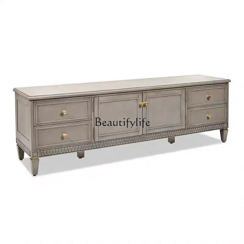 American simple full solid wood carving flower TV cabinet retro old living room cabinet
American simple full solid wood carving flower TV cabinet retro old living room cabinet
