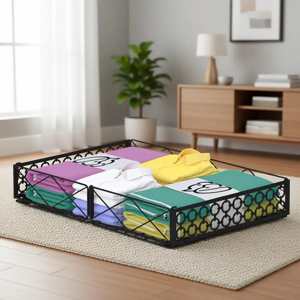 Rolling Under Bed Storage Container with Wheels, 1 Pack Collapsible Metal Organizer for Bedroom, Clothes, Shoes, Blankets
Rolling Under Bed Storage Container with Wheels, 1 Pack Collapsible Metal Organizer for Bedroom, Clothes, Shoes, Blankets
