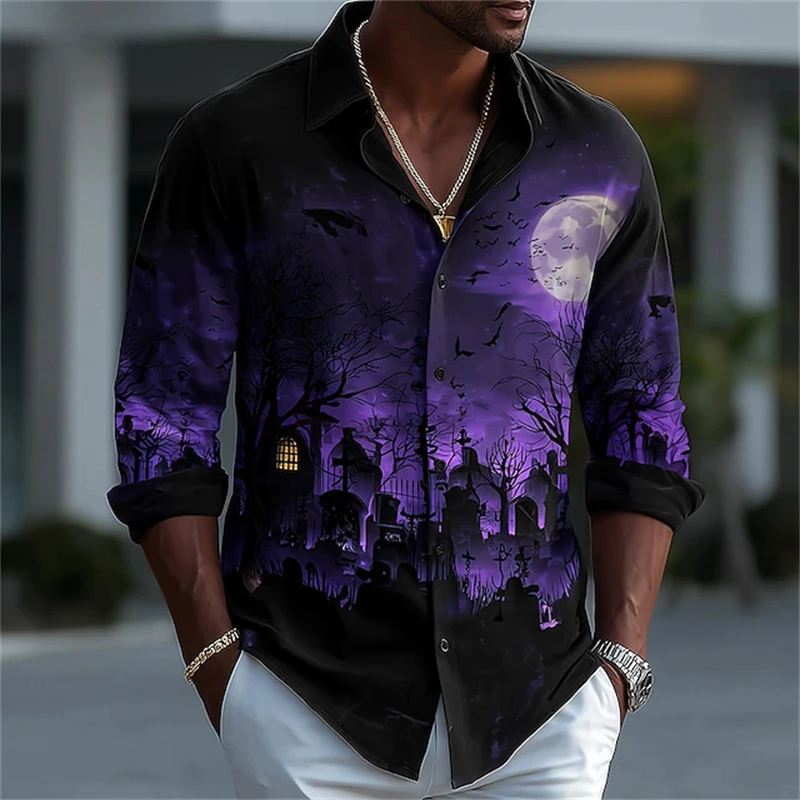 New Men's Halloween Print Long-Sleeve Shirt Spooky Garden Pattern Button-Down Shirt Comfortable Halloween Collared Shirt Top
New Men's Halloween Print Long-Sleeve Shirt Spooky Garden Pattern Button-Down Shirt Comfortable Halloween Collared Shirt Top
