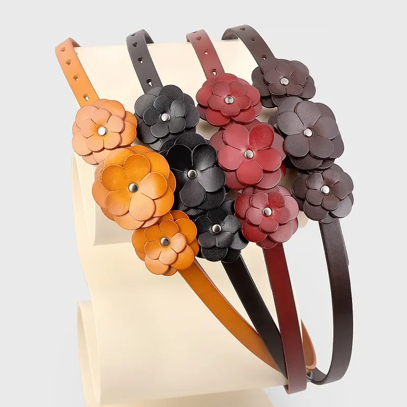 Handmade Real Leather Flower Petal Waist Belt for Women Luxury Design Plain Slim Waistbands Genuine Vegetable Leather Ceinture
Handmade Real Leather Flower Petal Waist Belt for Women Luxury Design Plain Slim Waistbands Genuine Vegetable Leather Ceinture