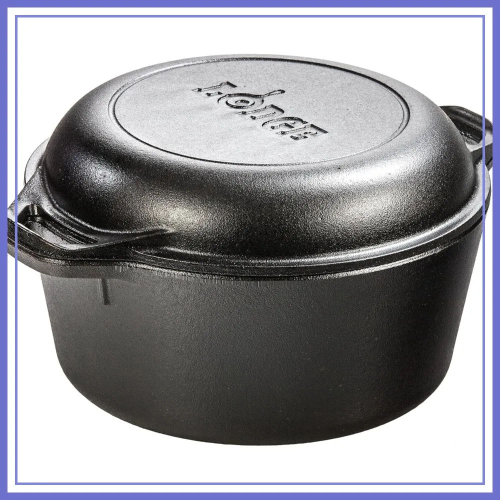 5 Quart Cast Iron Double Dutch Oven - Pre-Seasoned 2-in-1 Pot & Skillet Combo - Even Heat Retention, Oven Safe
5 Quart Cast Iron Double Dutch Oven - Pre-Seasoned 2-in-1 Pot & Skillet Combo - Even Heat Retention, Oven Safe
