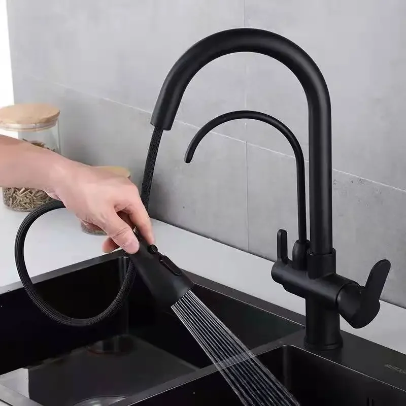 Purification Kitchen Faucets Pull Out Kitchen Water Filter Tap Deck Mounted 360 Degree Rotation 3 Ways Mixer Sink Crane
Purification Kitchen Faucets Pull Out Kitchen Water Filter Tap Deck Mounted 360 Degree Rotation 3 Ways Mixer Sink Crane