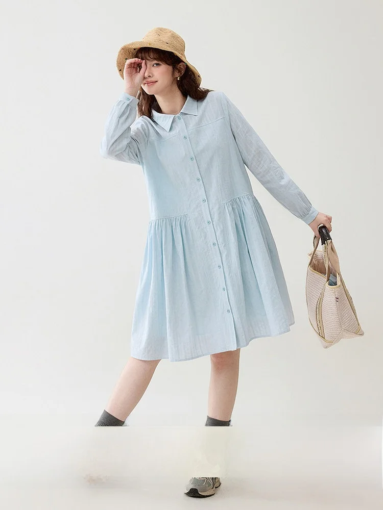 North Island AMUU Original Blue Collar Single Button Cotton Shirt Dress Women's Spring New Style Pure Cotton Shirt Short Dress
North Island AMUU Original Blue Collar Single Button Cotton Shirt Dress Women's Spring New Style Pure Cotton Shirt Short Dress