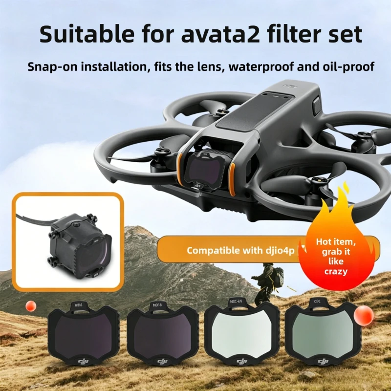Compatible with DJI Avata 2 / O4 Pro FPV Drone: Snap-on ND Filters & CPL Polarizers — Aerial Photography Accessories
Compatible with DJI Avata 2 / O4 Pro FPV Drone: Snap-on ND Filters & CPL Polarizers — Aerial Photography Accessories
