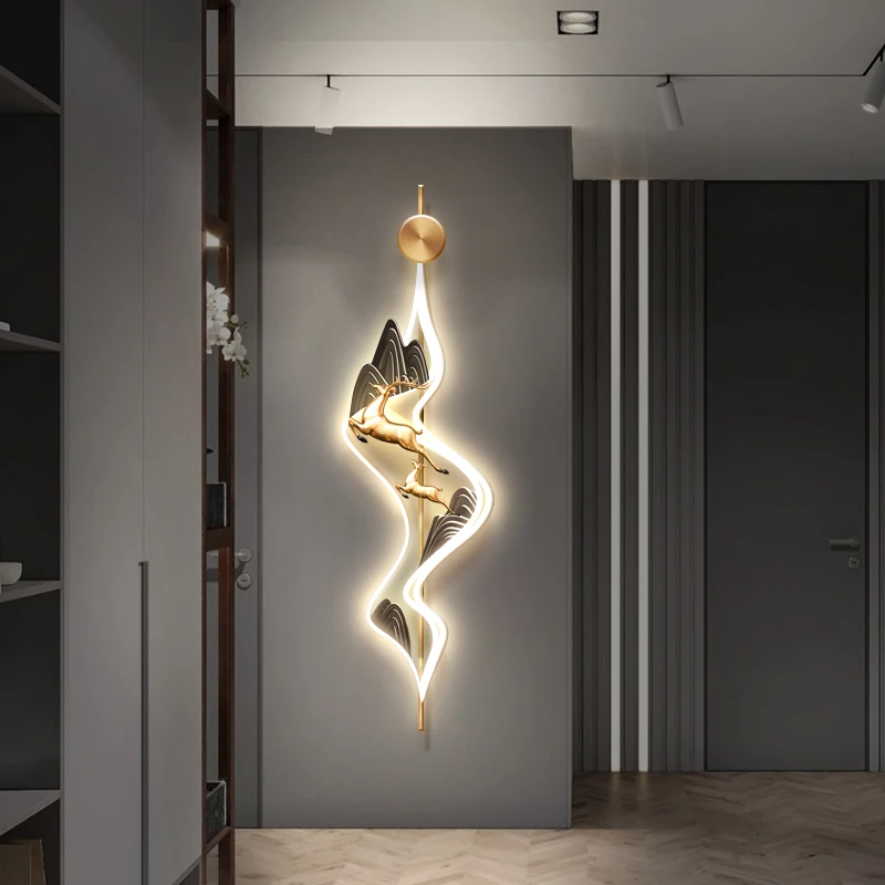 Elk living room decorative painting TV background wall vertical version with led lights porch corridor light luxury landscape pa
Elk living room decorative painting TV background wall vertical version with led lights porch corridor light luxury landscape pa