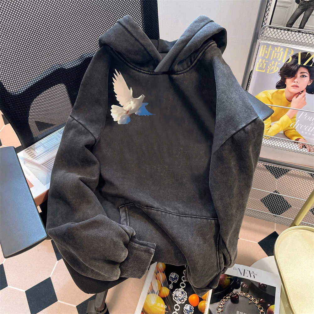 Women Grey Sweatshirt American Style Oversize Hooded Coats Spring Cartoon Dove Print Casual Loose Long Sleeve Hoodies Jacket
Women Grey Sweatshirt American Style Oversize Hooded Coats Spring Cartoon Dove Print Casual Loose Long Sleeve Hoodies Jacket