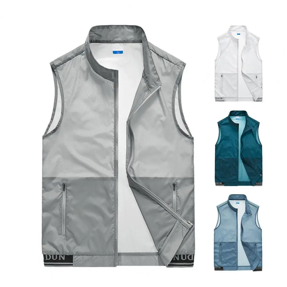Men Vest with Zipper Pockets Men's Summer Stand Collar Mesh Vest Coat with Zipper Placket Two Pockets Solid Color Outdoor
Men Vest with Zipper Pockets Men's Summer Stand Collar Mesh Vest Coat with Zipper Placket Two Pockets Solid Color Outdoor