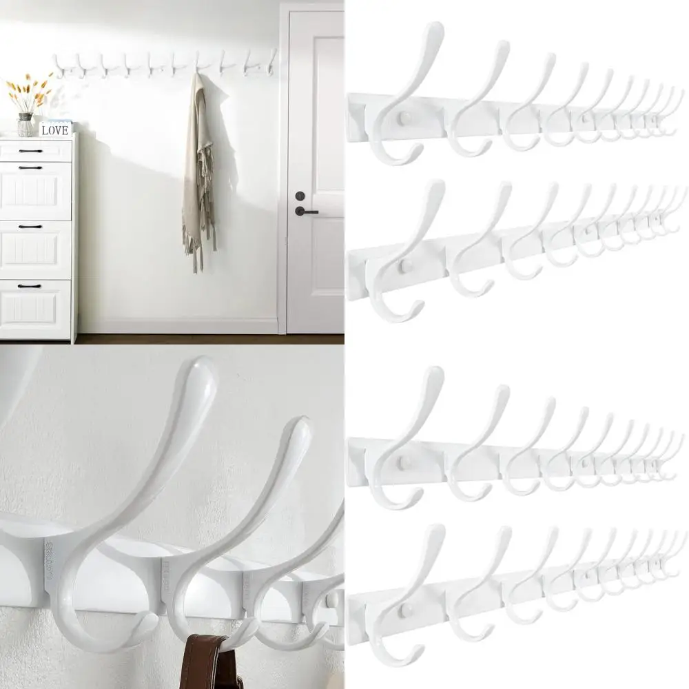 Set of 2 Heavy Duty Stainless Steel Wall-Mounted Coat Racks with 10 Hooks for Hanging Clothes, Hats, and More in White
Set of 2 Heavy Duty Stainless Steel Wall-Mounted Coat Racks with 10 Hooks for Hanging Clothes, Hats, and More in White