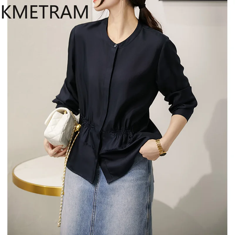 KMETRAM 100% Mulberry Silk Blouse Woman Stand Collar Solid Tops for Woman Clothes High Quality Women's Shirts 2025 Spring Tops
KMETRAM 100% Mulberry Silk Blouse Woman Stand Collar Solid Tops for Woman Clothes High Quality Women's Shirts 2025 Spring Tops