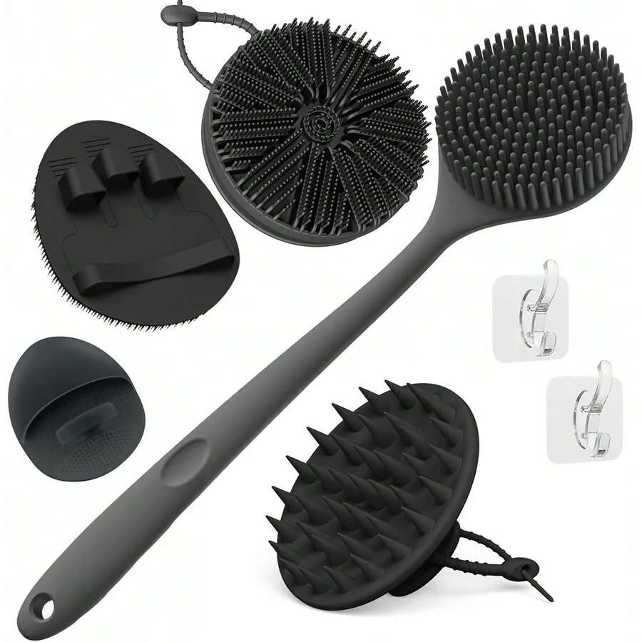 Silicone Ba Scrubber and Soft Bath Glove, Silicone Scalp Massar Set 5 PCS, Super-Exfoliating Bodcrubber Shower Brush and Shpoo
Silicone Ba Scrubber and Soft Bath Glove, Silicone Scalp Massar Set 5 PCS, Super-Exfoliating Bodcrubber Shower Brush and Shpoo