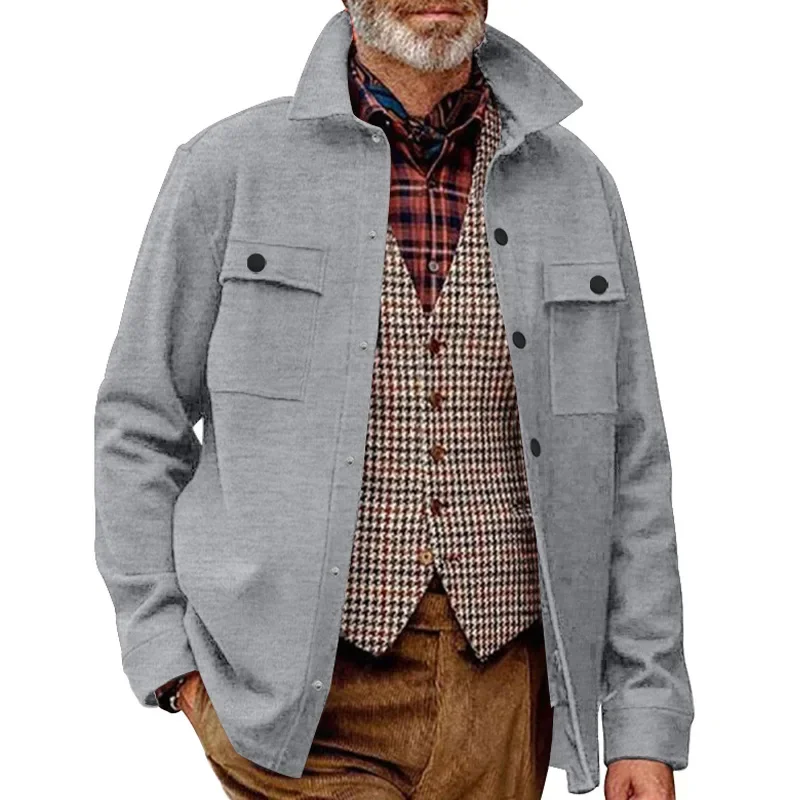 Men's New American Casual Black Gray Retro Button-down Pockets Cargo Jacket Coat Autumn and Winter Male Athleisure Lapel Jacket
Men's New American Casual Black Gray Retro Button-down Pockets Cargo Jacket Coat Autumn and Winter Male Athleisure Lapel Jacket