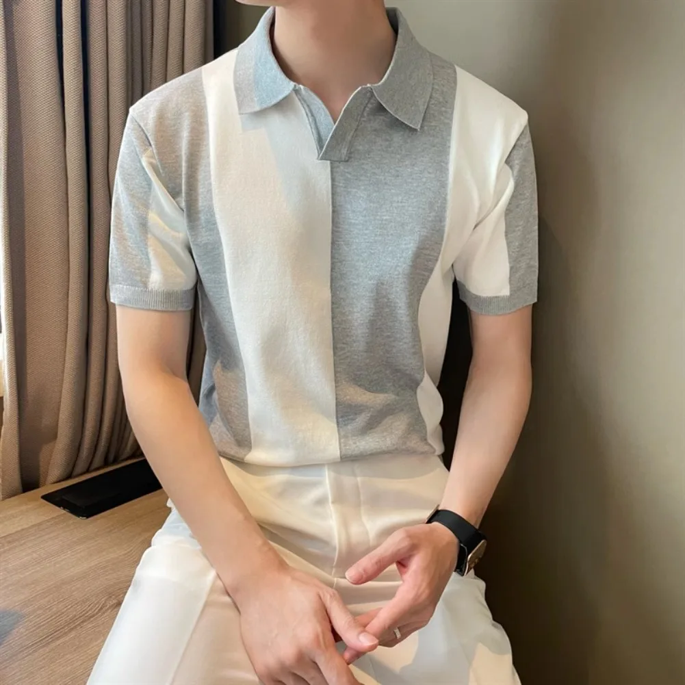New Summer Knitted Shirt Men's Golf Top Quick Drying Breathable Cool Color Blocked Short Sleeved Men's V-neck Polo Shirt
New Summer Knitted Shirt Men's Golf Top Quick Drying Breathable Cool Color Blocked Short Sleeved Men's V-neck Polo Shirt