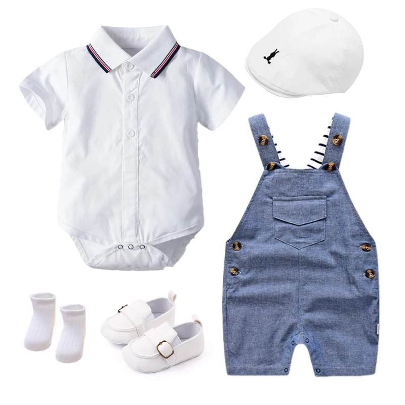 Newborn Boy Summer Baby Clothes Cotton Kids Birthday Dress White Infant Outfit Hat + Romper + Overall + Shoes + Socks 5 PCS 12M
Newborn Boy Summer Baby Clothes Cotton Kids Birthday Dress White Infant Outfit Hat + Romper + Overall + Shoes + Socks 5 PCS 12M