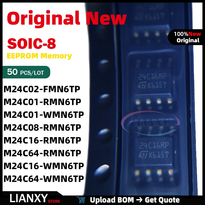 50pcs SOIC-8 M24C02-FMN6TP M24C01-RMN6TP M24C01-WMN6TP M24C08-RMN6TP M24C16-RMN6TP M24C64-RMN6TP M24C16-WMN6TP M24C64-WMN6TP New
50pcs SOIC-8 M24C02-FMN6TP M24C01-RMN6TP M24C01-WMN6TP M24C08-RMN6TP M24C16-RMN6TP M24C64-RMN6TP M24C16-WMN6TP M24C64-WMN6TP New