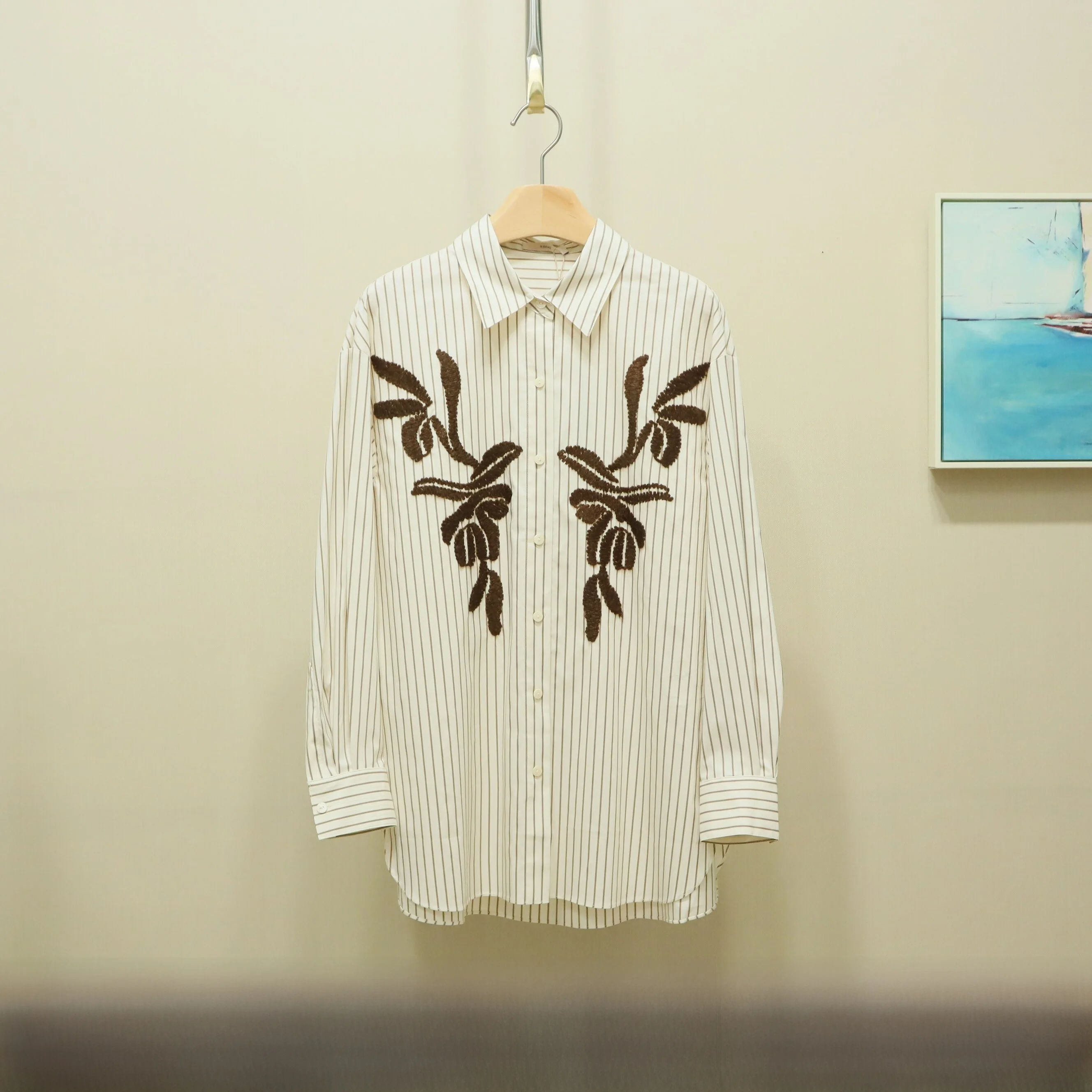 Spring New Loose Embroidered Striped irt Women's Collar Long Sve Cotton Blend Comfortable Fit Faion Commute Sle
Spring New Loose Embroidered Striped irt Women's Collar Long Sve Cotton Blend Comfortable Fit Faion Commute Sle
