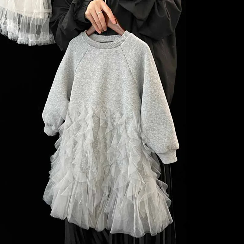 Girls Grey Dress 2025 New Children's Design Splicing Mesh Sweater Dress Baby Girls Princess Dress
Girls Grey Dress 2025 New Children's Design Splicing Mesh Sweater Dress Baby Girls Princess Dress