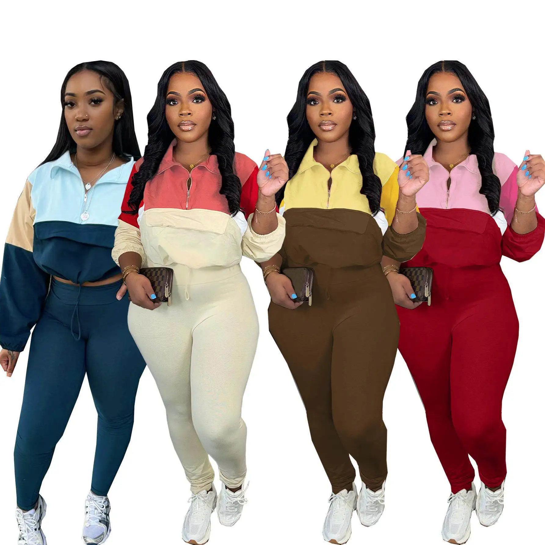 Color Block Tight Fit Sporty Two-Piece Set TW539 Autumn Season Zipper Design Sweatshirt And Pants Casual Pants for Women
Color Block Tight Fit Sporty Two-Piece Set TW539 Autumn Season Zipper Design Sweatshirt And Pants Casual Pants for Women