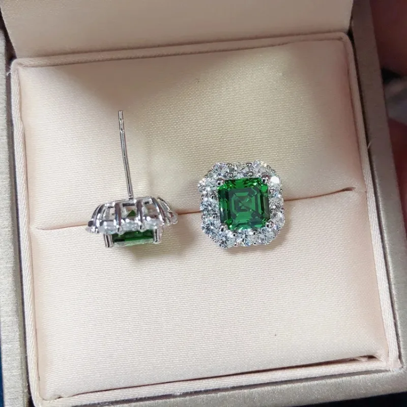 Cynlo Jewelry Luxury Solid Platinum PT950 Women's Emerald Square 2CT Diamond Stud Earrings Green Raydion Stud Earrings
Cynlo Jewelry Luxury Solid Platinum PT950 Women's Emerald Square 2CT Diamond Stud Earrings Green Raydion Stud Earrings