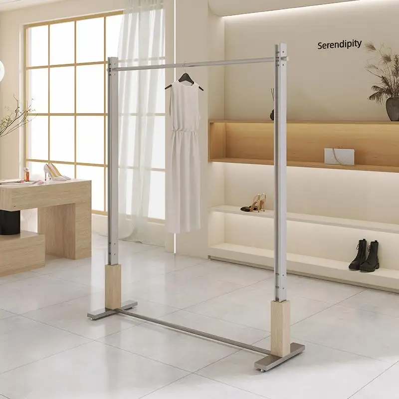 Clothing store display rack Travertine stainless steel upper wall side hanging display rack Women's clothing store floor-to-ceil
Clothing store display rack Travertine stainless steel upper wall side hanging display rack Women's clothing store floor-to-ceil