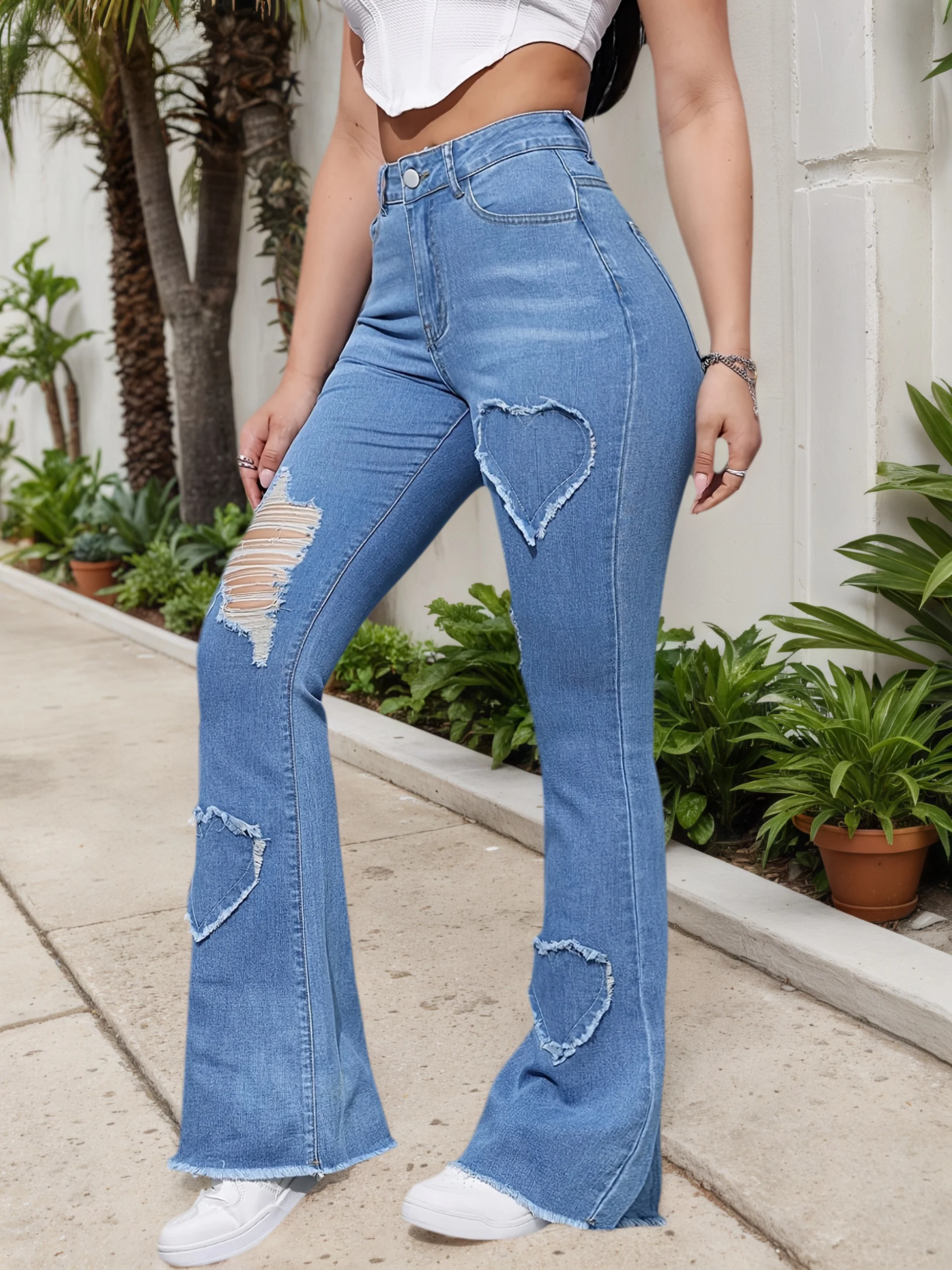 2025 new women's high stretch flared jeans, fashionable, casual and versatile, with heart-shaped embroidery patchwork
2025 new women's high stretch flared jeans, fashionable, casual and versatile, with heart-shaped embroidery patchwork