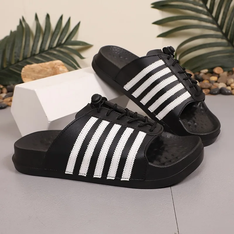 New men's PU leather massage slippers with striped design adjustable lace sandals comfortable summer beach shoes
New men's PU leather massage slippers with striped design adjustable lace sandals comfortable summer beach shoes