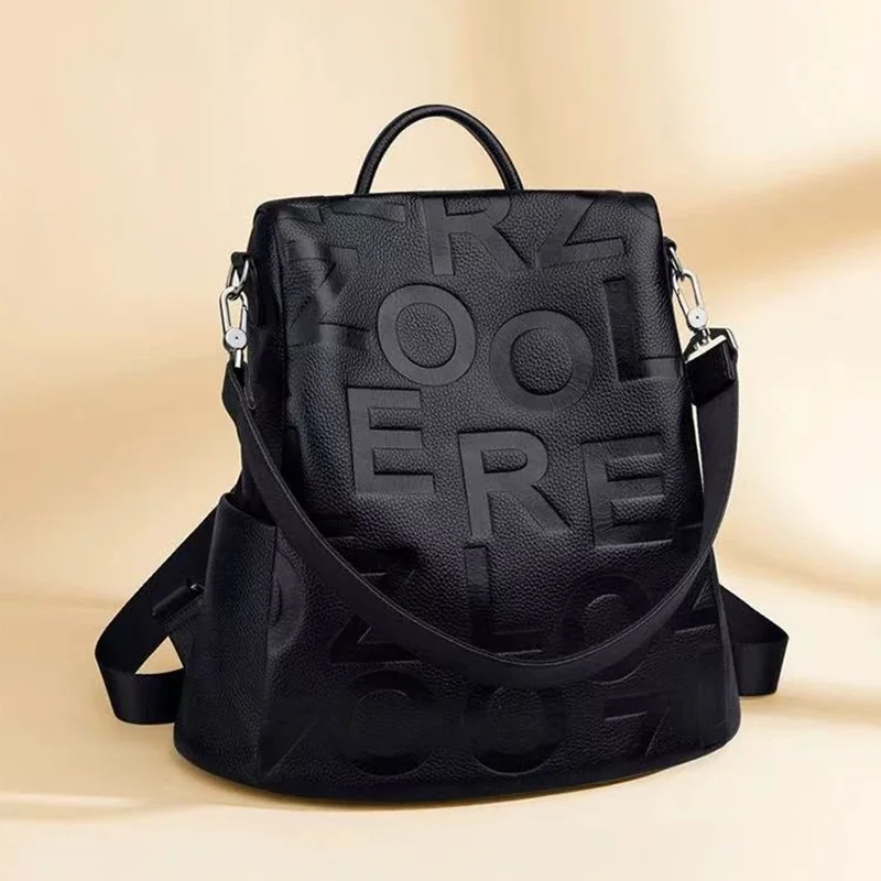Top 100%Genuine Leather Backpack Letter Pattern Black Women Fashion Large Travel Bag Designer Business Need #lt336
Top 100%Genuine Leather Backpack Letter Pattern Black Women Fashion Large Travel Bag Designer Business Need #lt336