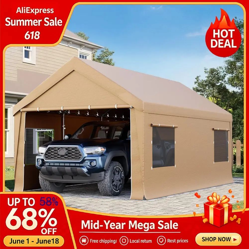 10x20 FT Heavy Duty Carport Canopy with Removable Sidewalls, Portable Garage Tent with RollUp Windows amp Doors, Car Port Custom
10x20 FT Heavy Duty Carport Canopy with Removable Sidewalls, Portable Garage Tent with RollUp Windows amp Doors, Car Port Custom